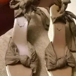 Brown Strap Up Wedge Heel